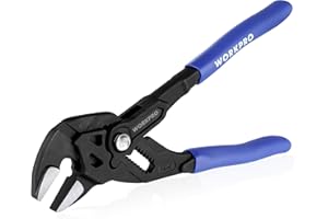 WORKPRO Pinza Chiave da 180 mm, Pinza Chiave Cr-V, Chiave Regolabile, Pinza con Ganascia Autoregolante, Apertura Massima della Ganascia 40 mm, Impugnatura Ergonomica