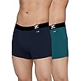 XYXX Men's Aero Super Combed Cotton Regular Fit Solid Antimicrobial Trunks with No Marks Waistband (Pack of 2)