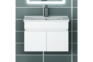 Acezanble Badezimmer Badmöbel 60 cm Waschtisch mit Unterschrank Hängeschrank Weiß