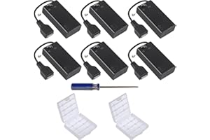 GTIWUNG 6 Piezas 2 x 1.5V AA Caja de Soporte de Batería, Enchufe Hembra USB, 3V AA Caja de Almacenamiento de Batería con Enchufe de Hembra USB, con 2 Piezas Caja de Batería de Plástico