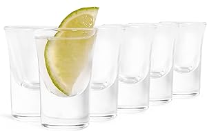 VonShef Shot Glasses, Set of 6 25ml Clear Glass Shot Measures with Heavy Base, Dishwasher Safe Vodka & Tequila Glasses for Home Bar & Parties