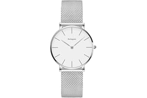 Kubagom Reloj de Cuarzo para Mujer Banda Malla Acero Inoxidable Ultra Delgado