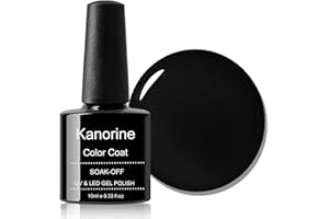KANORINE Gel Polish Soak-Off UV/LED Black Colour Gel Nail Polish black Color Coat Gel Nail Varnish Nail Art TYPE 10ml