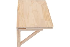 Väggfällbart bord, väggmonterat fällbord av furu, vikbart och utrymmesbesparande, för balkong, kontor, badrum, husvagn, lager