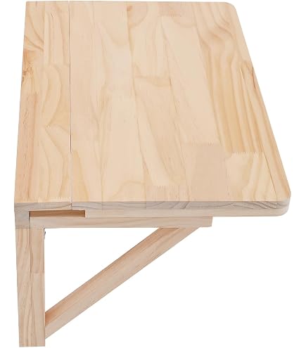 Tavolo A Muro Pieghevole In Legno 42x30 Cm, Con Staffe In Acciaio, Carico 14 Kg, Salvaspazio Per Camper, Cucina, Ufficio E Balcone