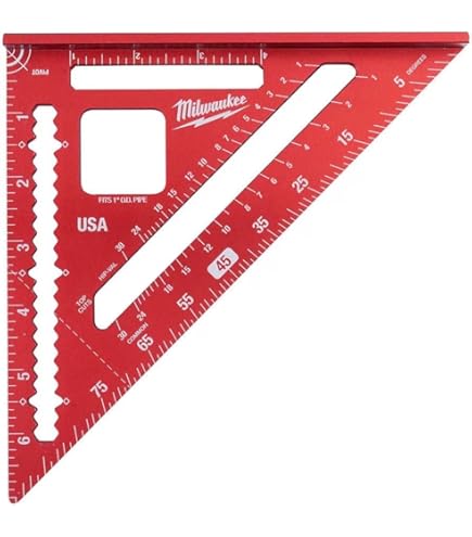 Johnson Level & Tool 1959-0700 Magnetic Johnny Square Professional Easy Read Aluminum Rafter Square 7 Black 1 Square