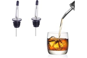 ZHjuju Versatore di liquore, 2 Pezzi Versatore in Acciaio Inossidabile Conico Liquore Bottiglia Versatore con tappi antipolvere in silicone per bottiglie di aceto di sciroppo di caffè e olio d'oliva.