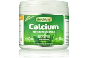 Greenfood Calcium, 300 comprimés, biodisponibilité élevée - pour au fonctionnement normal des enzymes digestives -SANS additifs artificiels. Sans génie génétique. Vegan.
