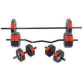 Tan Sports 50 Kg (150 cm) FLAT BAR + Z BAR Dumbbell Dumbbell Weight Weightlifting FULL SET Red Cover