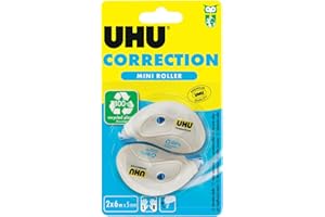 UHU Rollers correcteur mini - Ruban correcteur rapide, propre et précis, blanc, lot 2 de 6m x 5mm
