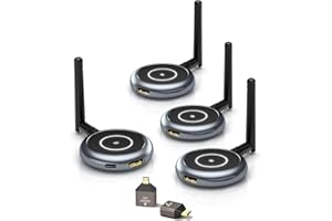 AIMIBO Wireless HDMI Transmitter & 3 Receivers, 5.8G HDMI Wireless Extender 165FT/50M Streaming 1080P@60Hz Video for Laptop, PC, Camera TV Box to Multiple TVs, Projector, Display