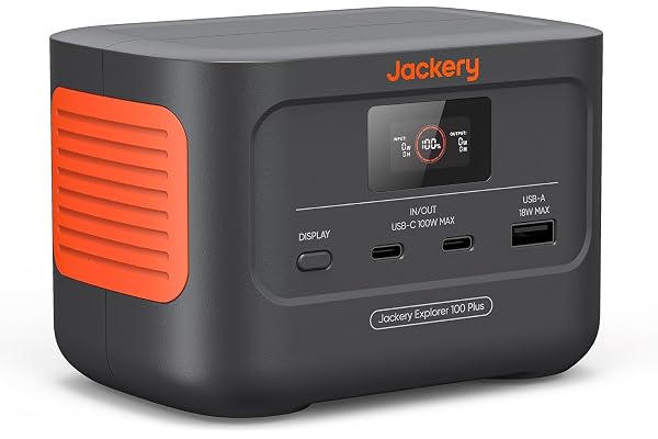 Jackery Mini Générateur Électrique Portable, 99Wh/31000mAh Batterie LiFeP04, 3 Portes USB-A/C 128W Sortie Max, Explorer 100Plus Batterie Externe de Secours pour Extérieur, Camping, Voyage, Jardin