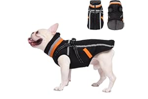 FEimaX Manteau d'hiver pour Chien Imperméable Coupe-Vent Veste en Polaire avec Harnais Manteaux Chaud Réfléchissant Vêtements Gilet Réglable pour Chiens de Petite et Moyenne Taille