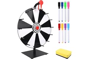 KQWVZ Glücksrad Zum Drehen, 30cm Glücksrad Zum Selbstgestalten, 14 Beschriftendrehrad Glücksrad, Roulette Tisch Mit Markierstift Und Abnehmbarem Ständer, Für, Messen, Lotteriespiele Wortspiele