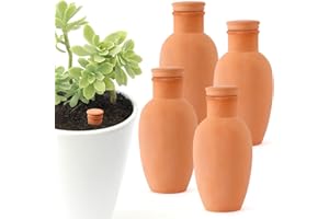 Lovely Ran 4pcs 3.1inch Plant Watering Globes Clay Watering Pot with lid Terra Cotta Clay Irrigation Globes Terracotta Watering Simple Irrigation Peripheral Water System Self Watering System