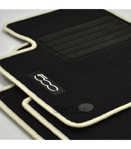 DHCarMats | Tapis De Voiture 500 à Partir De 2010 Brodé Bordure Rouge Tricolore | Tapis De Voiture Moquette Sur Mesure | Accessoires De Voiture - Bloque Complet Anterieur Et Posterieur
