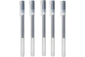 HOMETRIC Muji Pens 0.5mm Black Gel Pen – Pack of 5 | Smooth Writing Japanese Stationery | Fine Tip Ballpoint Pens for Students, Office, Handwriting, Journaling & Notes | Smudge-Free Ink
