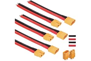 VISSQH 3 Paar XT60 Stecker mit Kabel 100mm 12AWG Silikon Draht, XT-60 XT60 Männlich Weiblich Rundstecker Stecker mit Wärmeschrumpf für RC Lipo Akku