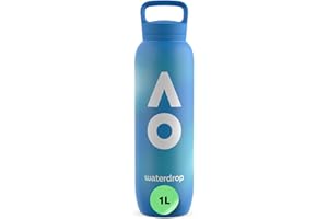WATERDROP MICRODRINK waterdrop Australian Open 2026 Botella Acero Inoxidable 1L Aislada Antifugas Sin BPA Mantiene Bebida Fría 12h Caliente 6h Con Asa Tapa Cómoda Para Viajes Oficina Gimnasio Hogar