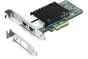10Gtek 10Gb PCI-E Tarjeta de Red Network Card, Dual Copper RJ45 Puerto, con Intel X550-AT2 Controller, PCI Express Ethernet LAN Adapter Support Windows Server/Linux/ESX, Compare to Intel X550-T2