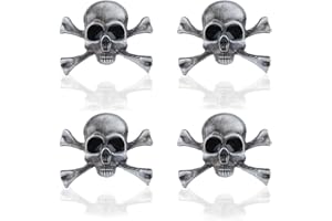 SUPERFINDINGS 4 broches de esqueleto estilo punk cráneo gótico 3,2 x 2,65 cm esqueleto cabeza pecho pin aleación cráneo insignia pin Halloween disfraz decoración para abrigo, vestido, chaqueta, chales