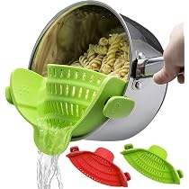 Norhogo Colino A Scatto In Silicone, Scolapasta Dosatore Per Pasta, Scolapasta Da Cucina Colino Per Pasta In Silicone Resistente Al Calore A Mani Libere Adatta A Tutte Le Ciotole E Pentole Grigio - 14