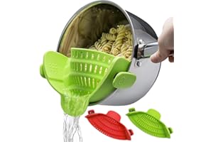 Norhogo Sitko z silikonu, sitko kuchenne, sitko do odcedzania, sitko do makaronu, do zawieszenia, pasuje do wszystkich garnków i misek, kolor zielony + czerwony