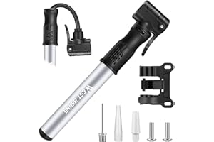 SDHIIOLP Mini bomba de bicicleta, portátil de dos válvulas, bomba de aire de aluminio para bicicleta, todas las válvulas, inflador rápido de neumáticos adecuado para bicicleta de montaña, bicicleta de