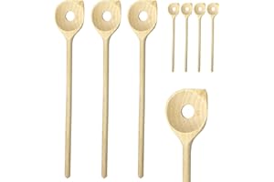 Smart Planet Lot de 4 cuillères en bois de 30 cm de long - Tête ronde avec coin et trou - Cuillères en bois de hêtre