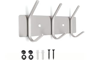 SYPEN Wall Coat Hook, Metal Wall Coat Rack, Stainless Steel Hook Rack for Bedroom, Bathroom, Kitchen, Coat Hook for Clothes, Jacket Holder，Brushed Nickel