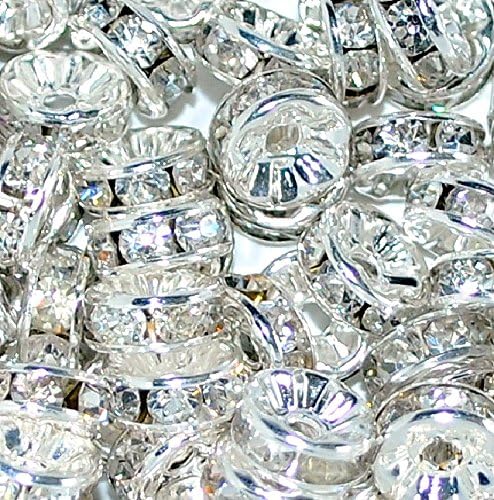 Glass Rhinestone rondelle Spacer Beads 6mm, 8mm, 10mm, in 100pcs &1000pcs (Clear 6mm 100pcs)