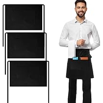 Delantal Corto De Cintura Para Camarero/a, Pack De 2 Piezas Negras Con Bolsillo, Unisex, Tela Poliéster, 69x68 Cm