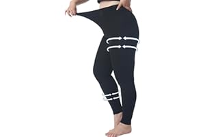 AMZAM Plus Size 4XL Medical Compression Pantyhose for Women & Men, 20-30 mmHg Graduated Compression Leggings, Opaque Footless Waist High Compression Stockings for Edema, Varicose Veins, Flight, DVT, Black