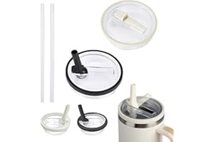 JAONLD 2 Stücke Ersatzdeckel für 40oz Becher Cup Deckel Ersatz Zubehör,Wiederverwendbar,Auslaufsicher und Staubdicht Cup Strohhalm Abdeckung Deckel für Stanley Cup(Weiß,Schwarz)