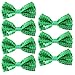 Produktbild Feelava Pailletten Fliege Schleife 7 Pack Glitzer Fliege Vorgebunden, 7 x 12cm Einstellbare Fliege Eine Grösse passt allen Bow Tie, Herren Damen Kinder Fliege für Fancy Kostüm Party Zubehör (Green)