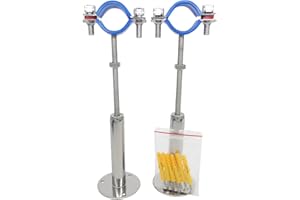 NOVSINO Fascetta stringitubo regolabile in altezza – montaggio a parete/soffitto per tubi da 38 mm fino a 40 mm, pesante supporto per tubi antiruggine con materiale di fissaggio, versione estesa, set da 2