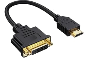 Ksywydu HDMI to DVI Cable Adapter, Female DVI to Male HDMI Bi-Directional Dual Link Converter, 1ft / 0.3m AV Cable, Supports 1080p Full HD 60Hz for TV, PC, Gaming Console, Monitor, Projector