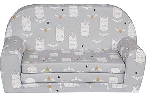 ‎FORTISLINE FORTISLINE Ausklappbares Kindersofa Mini Einhorn Abnehmbarer Bezug Spielsofa Kuschelsofa Übernachtungssofa