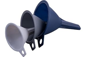Tasty Lot de 3 entonnoirs en plastique : remplissage précis des bouteilles et des récipients – Parfait pour la cuisine et la vie quotidienne en gris/bleu