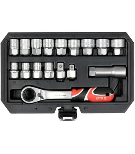 SATA ST08032 Lot De 12 Clés Mixtes Métriques à Cliquet Noir