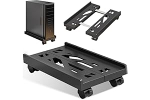 GOMETY Soporte para CPU portátil, soporte para ordenador, universal, ancho ajustable, soporte para CPU con 4 ruedas, soporte para torre bajo escritorio, soporte para ordenador, ruedas para torre de PC