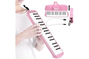 TBEST Irin Melodica Melodica, ein wunderschöner Klang und umweltfreundliches Material Kleines Mundstück Irin Melodica 32 Key Wind Musikinstrument Geeignet für Anfängerübungen + Tasche(Rosa) Blasinstrument