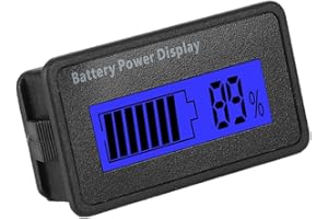 Lazmin Indicateur de capacité de Batterie, Batterie Universelle 12-48V LCD Indicateur de capacité de Batterie Testeur Voltmètre(Lampe Bleue)