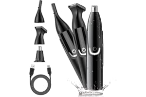 AREYZIN 3 En 1 Recargable Cortapelos Nariz,Profesional Recortador Pelos Nariz,Indoloro Corta Pelos Oreja y Nariz para la cara,la barba y las cejas,IPX7 Impermeable,cuchillas de doble filo