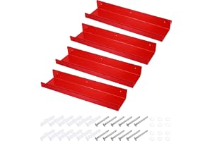 QUARKZMAN 4-pack akrylhyllor för vägg, 15 tum röda flytande hyllor organisationsvägghylla för badrum, sovrum, vardagsrum, rum