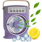 Coverzone Rechargeable Mini Steam Air Cooler, Portable Portable Mobile Aqueous Air Conditioner, 3 Wind Speeds, 3 Fog Modes, Frosted Fan