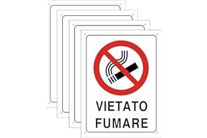FOXNEC Cartello Area VIETATO FUMARE 4 Pezzi - 20x30cm - PVC Ultra Resistente - Fori preforati - Impermeabili, Resistenti al Sole, non Facilmente Deformabili (Segnaletico-7)