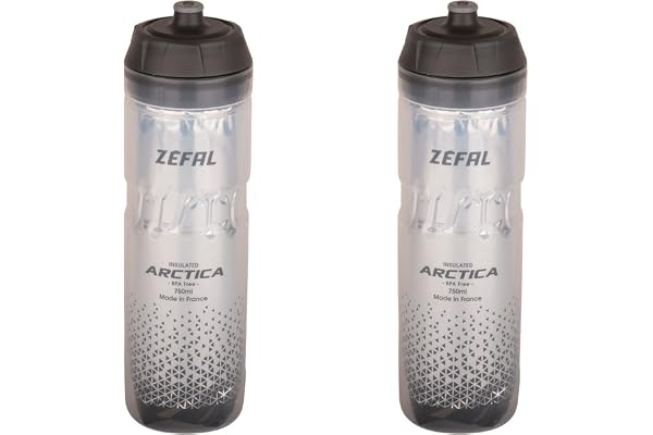 ZEFAL Pack Arctica 75 - Lot de Deux Bidons Vélo 750 ML - Gourde Vélo Isotherme - Inodore et Etanche - Bidon Sport sans BPA - Argent/Noir