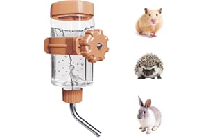 LOS ANDES No-Drip Water Bottle for Guinea Pigs/Hamsters/Bunnies/Squirrel/Hedgehog/Other Small Pets,Linkproof Drinking Bottle,Weather Resistant Cage Water Dispenser for Dogs/Cats, 355ml/12oz, Orange