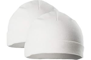 WALENSEE Mansuri, berretto prematuro, confezione da 2 pezzi, cappello per bambini e bambine, 100% cotone, morbido cappello PRH3 bianco Taglia unica